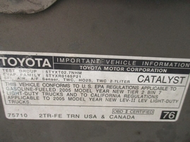 2005 TOYOTA TACOMA PRERUNNER SR5 GOLD 2.7L MT 2WD Z15038